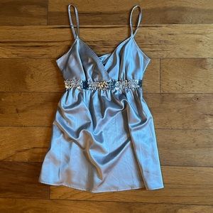silk empire waist silver y2k top